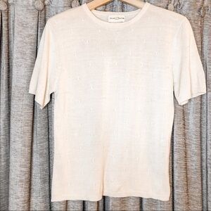 Vintage 90’s Jaclyn Smith Cream Short Sleeve Silk Blend Crewneck Top Size Small